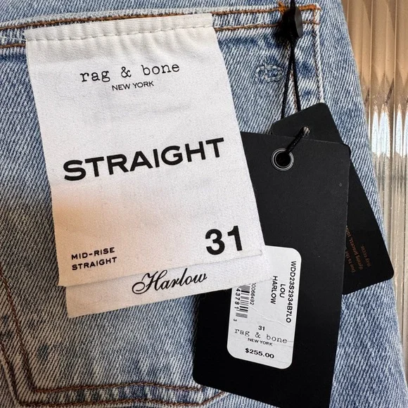 rag & bone Harlow Straight Leg Jeans in Light Blue Wash